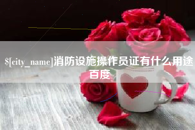 惠东消防设施操作员证有什么用途百度